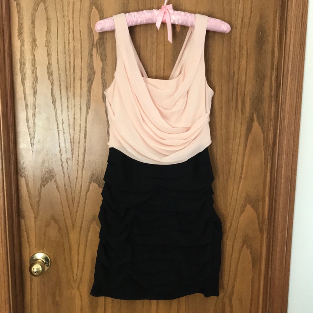 Express pink and black chiffon mini dress
